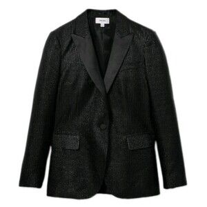 Reiss Black Single-Breasted Stripe Sparkle Tuxedo Blazer 10